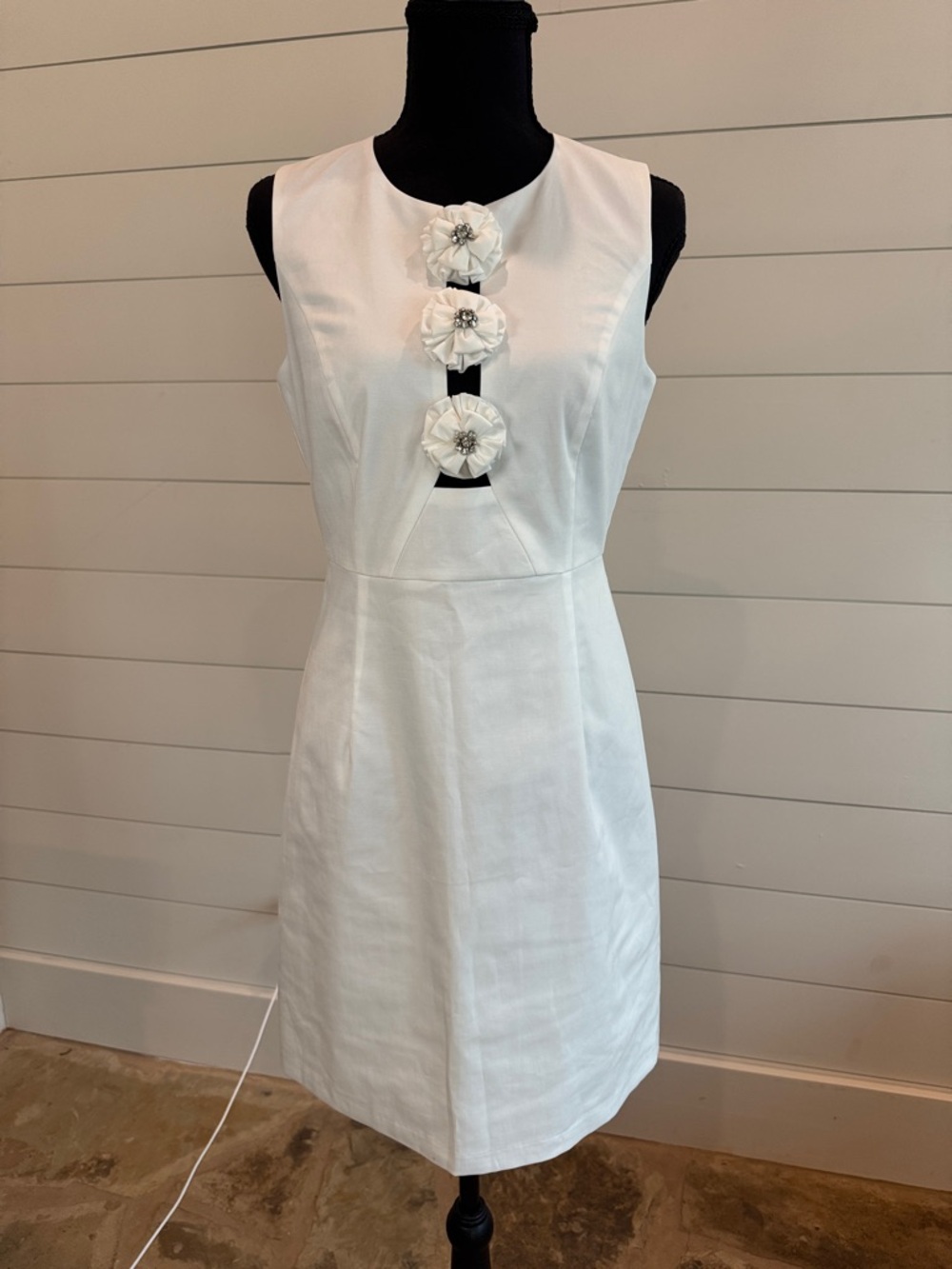 NEW Flora Bea NYC Darine Dress White Taffeta, NWT, Size Small